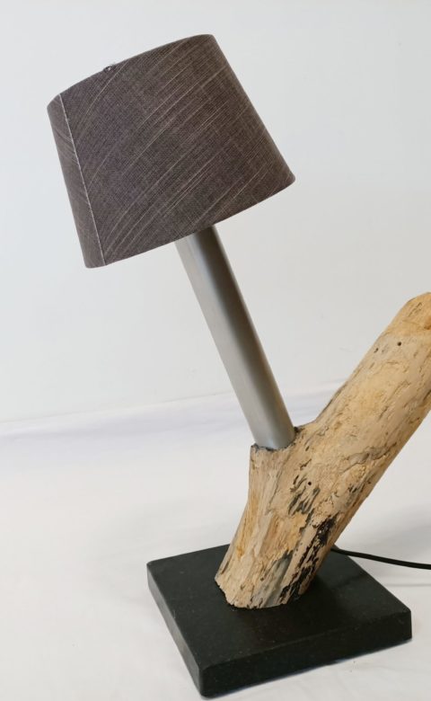 Lampe décalée bois métal